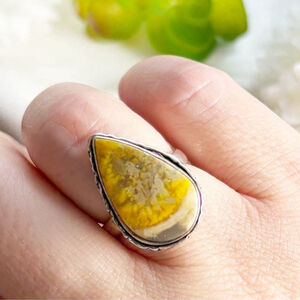 Bumblebee Jasper Ring Size 6 3/4 - 7 Boho Southwest Handmade New 925